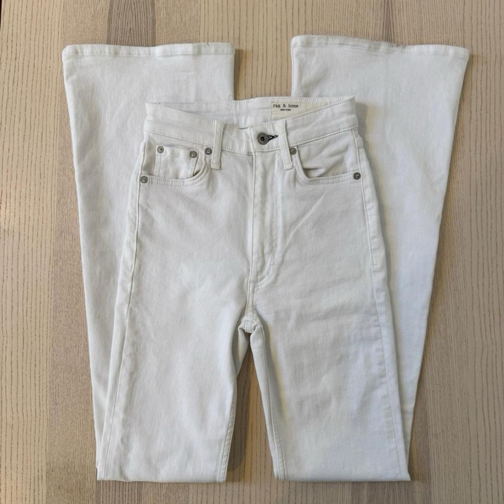 Rag & Bone White High-Rise Flare Jeans